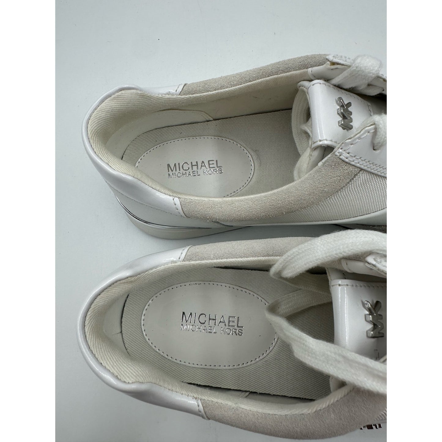 Michael Kors Leather Allie Trainers Optic White Low Top Lace Up Sneakes Size 9M