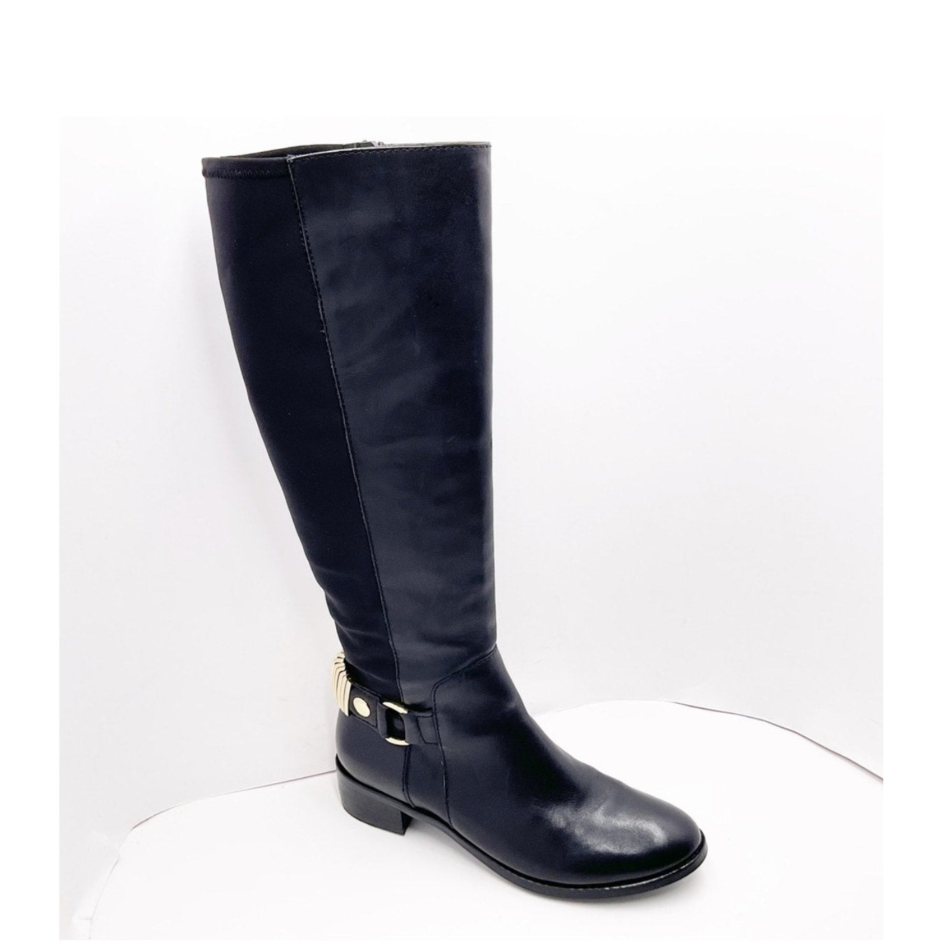 Steve Madden Reggiee Black Leather Gusseted Riding Boots