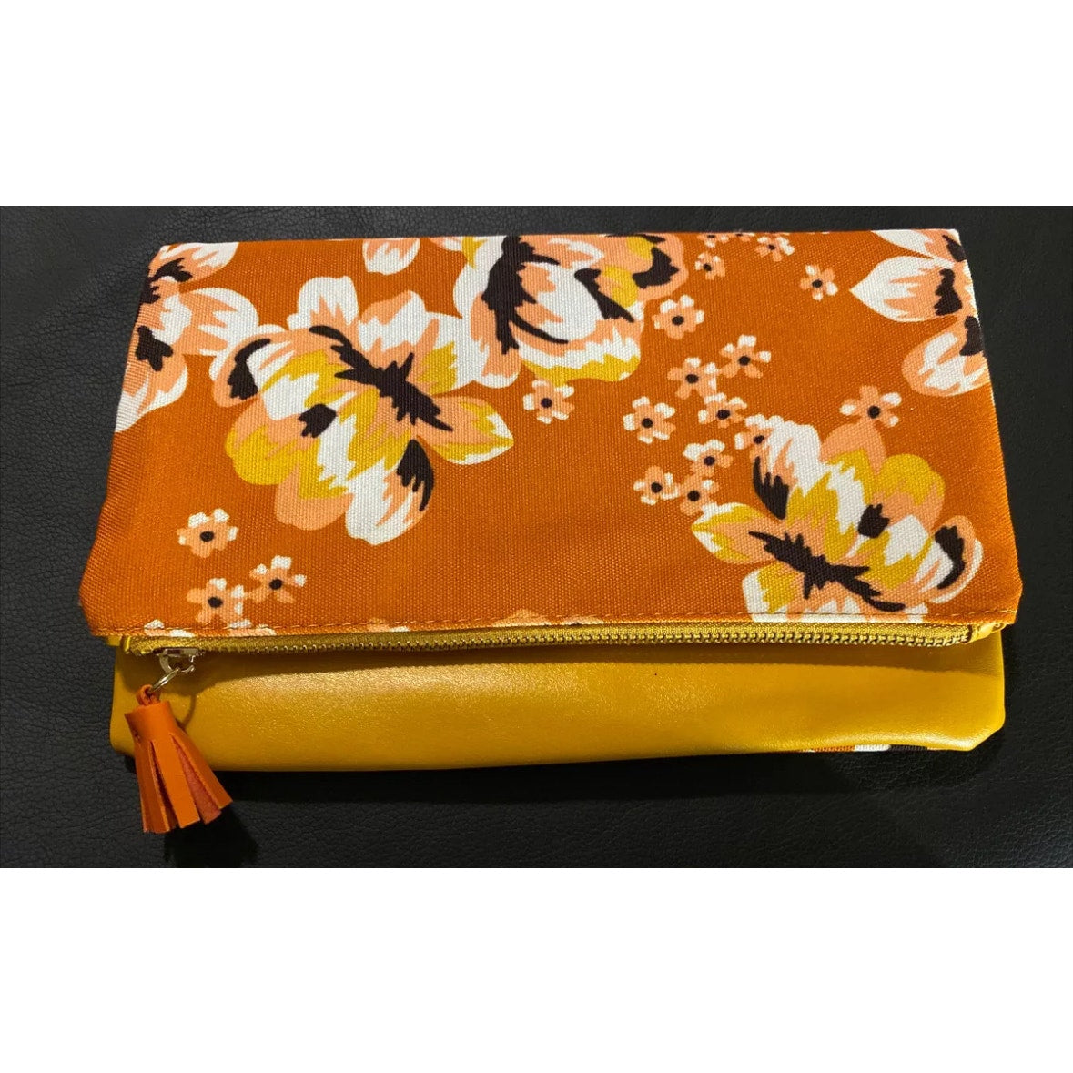 Rachel Pally Reversible Clutch Floral Yellow Orange Reversible