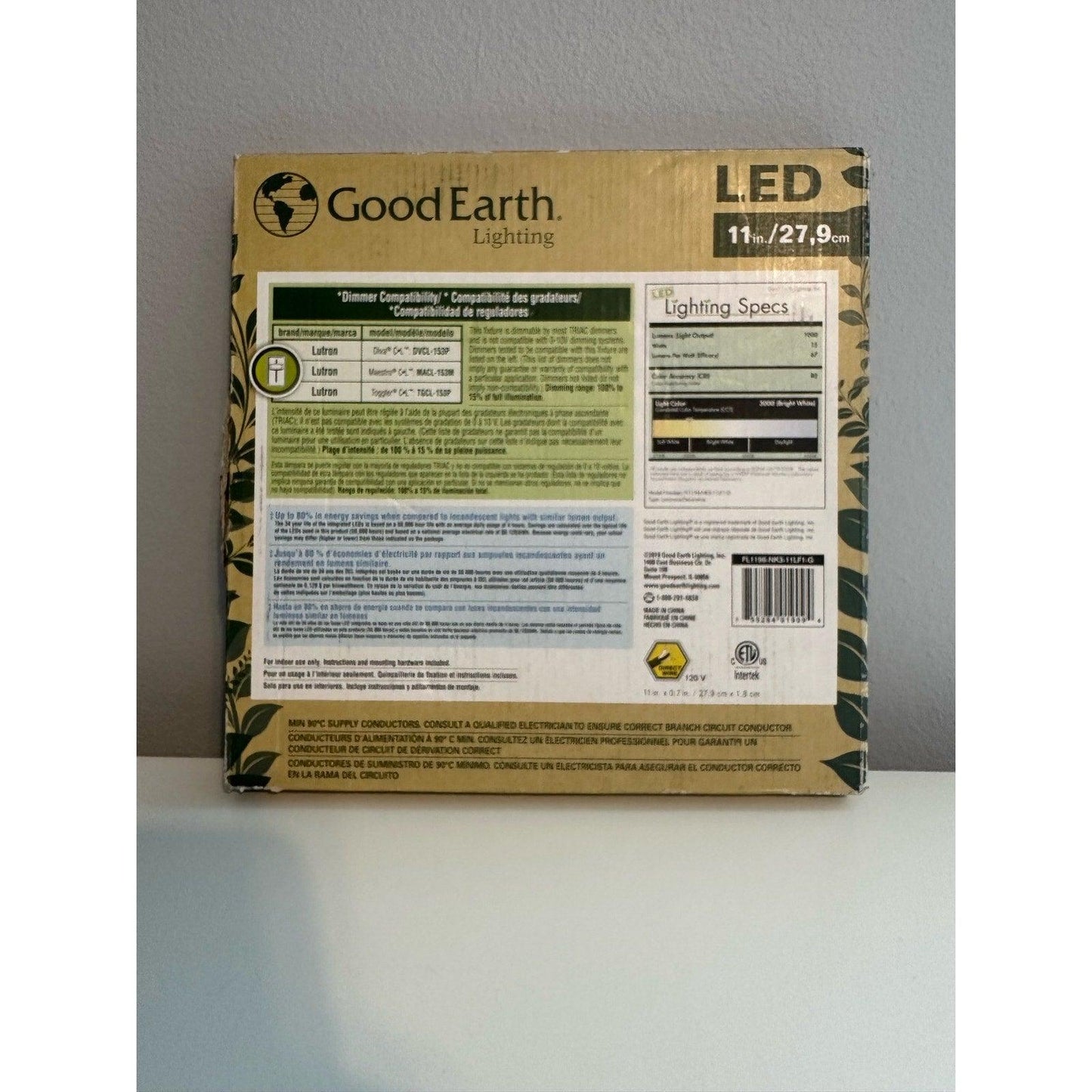 Good Earth Plano 11" Edge Lit LED Flat Panel FL1196-NK3-11F1-G  PLANO