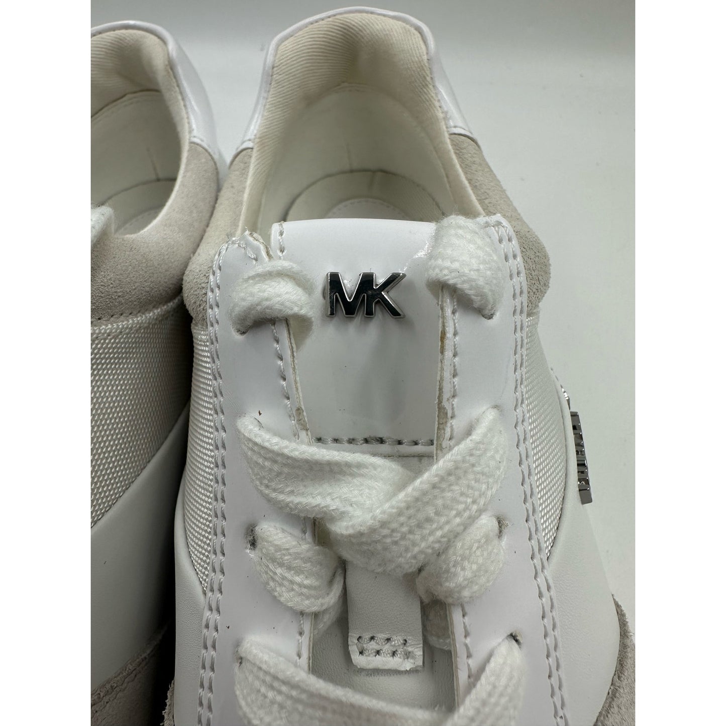 Michael Kors Leather Allie Trainers Optic White Low Top Lace Up Sneakes Size 9M