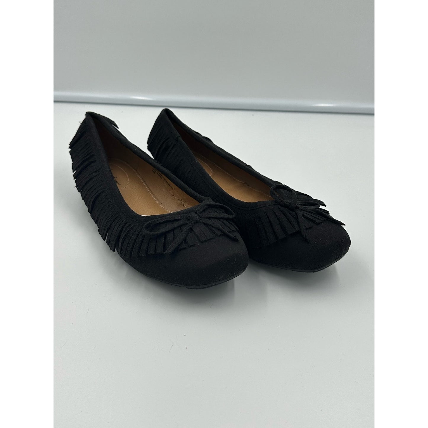 Comfortview Womens Flats / Shoes Size 8  "Camryn" Black Fringed