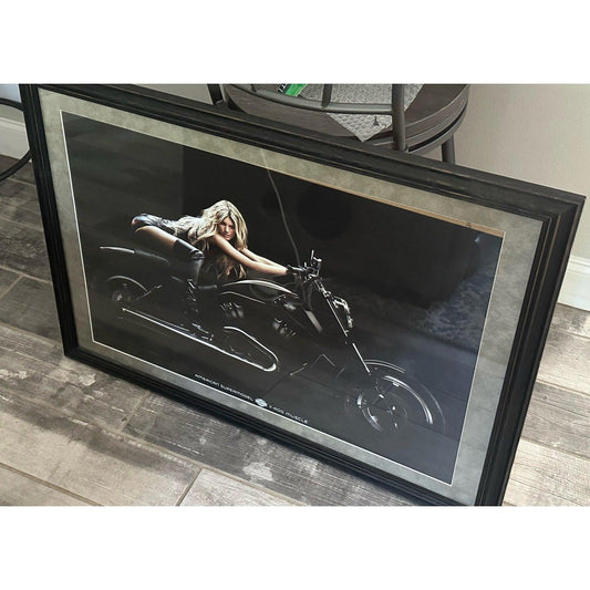 Genuine Harley Davidson V-Rod Muscle Marisa Miller Professionally Framed 27” X 39”