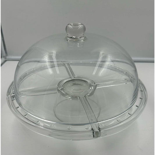 Vintage Pedestal Glass Cake Stand with Dome Holds 12" Cake