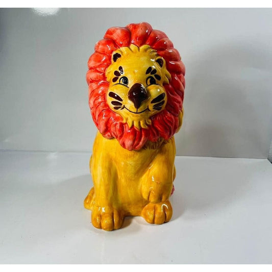 Vintage Cute Earthenware Lion Cookie Jar