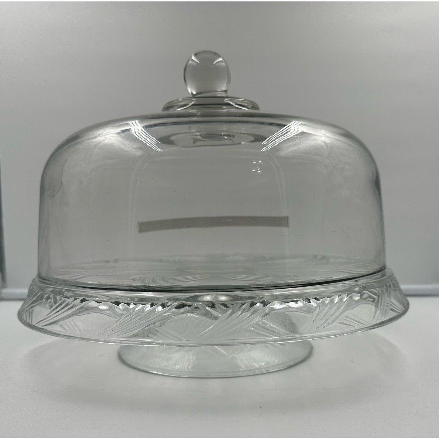 Vintage Pedestal Glass Cake Stand with Dome Holds 10" Cake