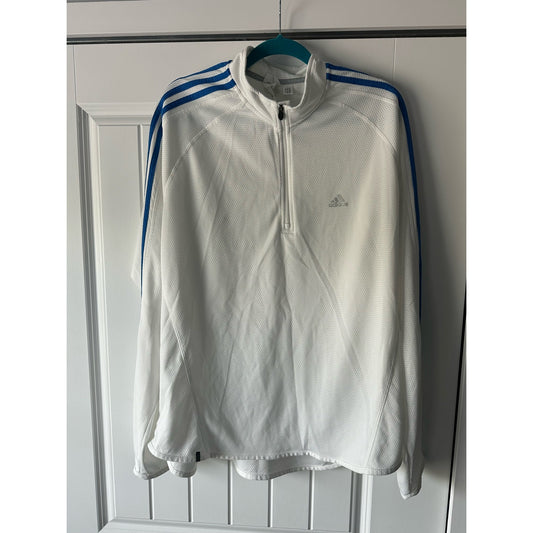 ADIDAS Climalite Men's  Size Extra Large White Quarter Zip Pullover Long Sleeve