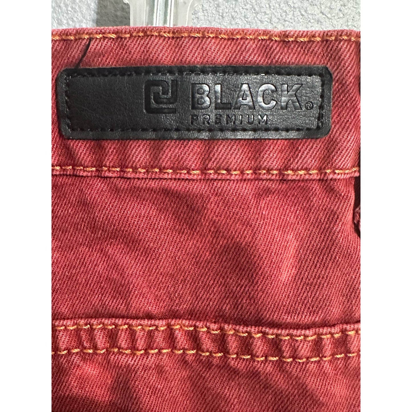 Black Premium Bleach Dyed Orange Moto Denim Jeans Men’s Size 30 x 32