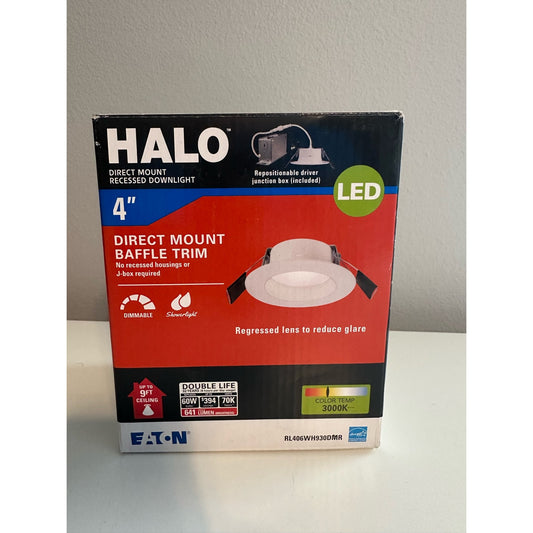 Halo 4" LED Dimmable Damp Rated Direct Mount Recessed Light