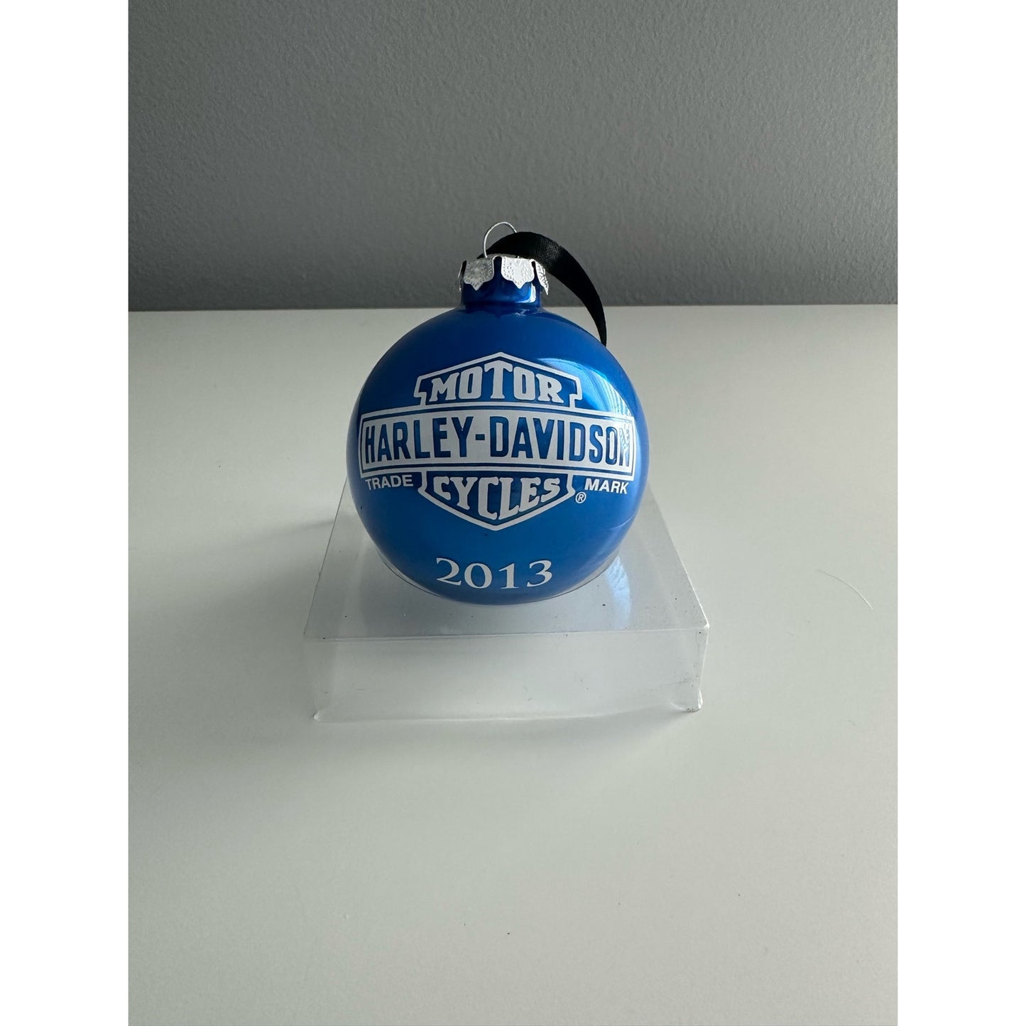 HARLEY DAVIDSON 2013 Motorcycle Holiday Santa On Bike Blue Christmas Tree Ornament