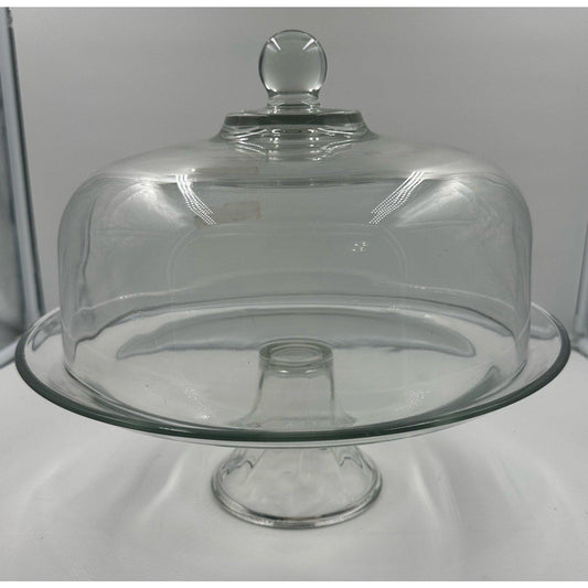 Vintage Glass 12” Pedestal Cake Dessert Stand with Heavy Dome Cover