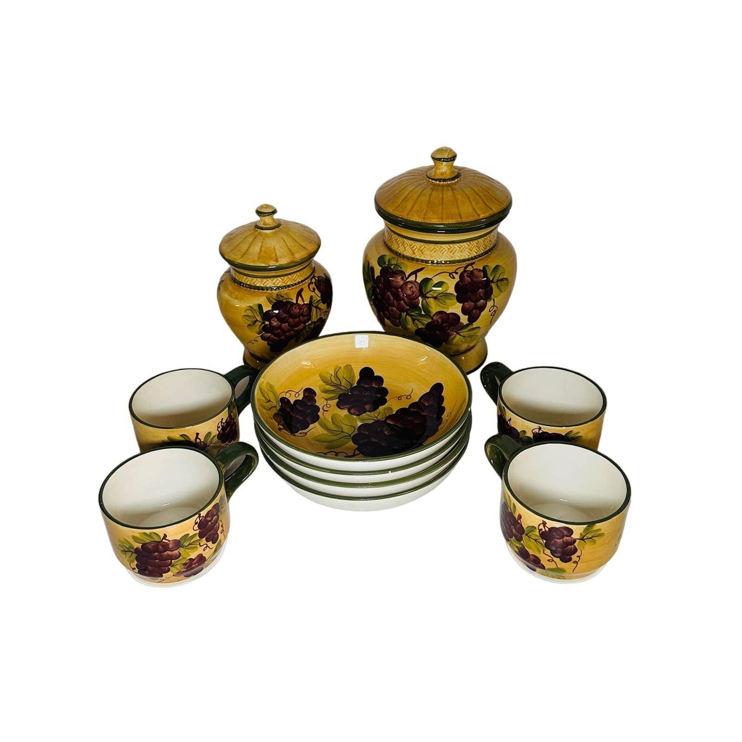 4pc ceramic canister set tuscany grape GOLD; PURPLE