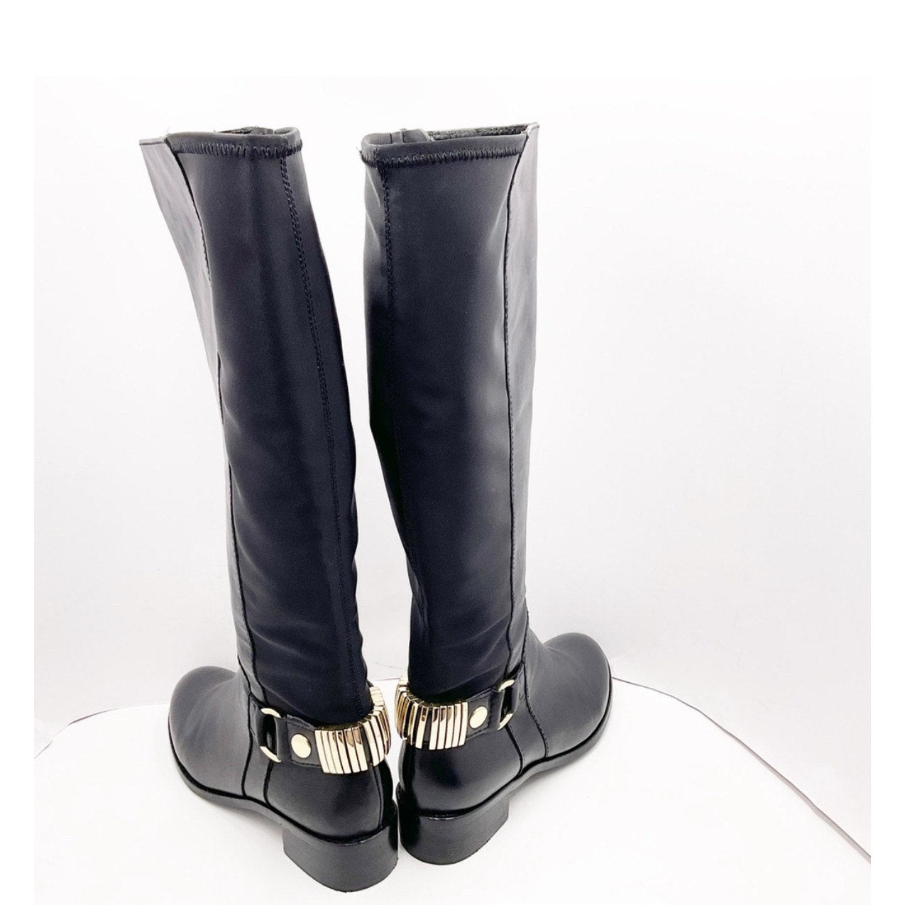 Steve Madden Reggiee Black Leather Gusseted Riding Boots