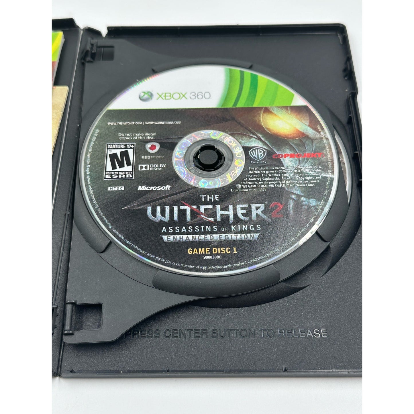 XBOX 360 The Witcher 2 Assasins of Kings Enhanced Edition Disc 1 & 2 with Manual