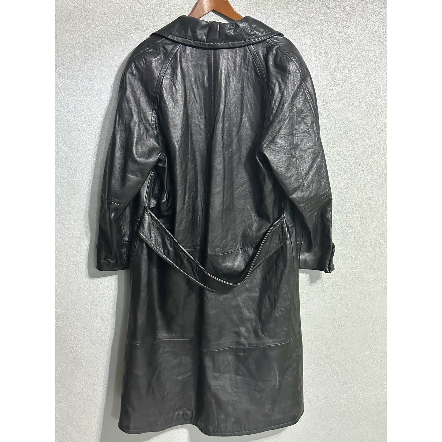 LNR By La Nouvelle Renaissance Black Leather Women's Trench Vintage Coat Size: L