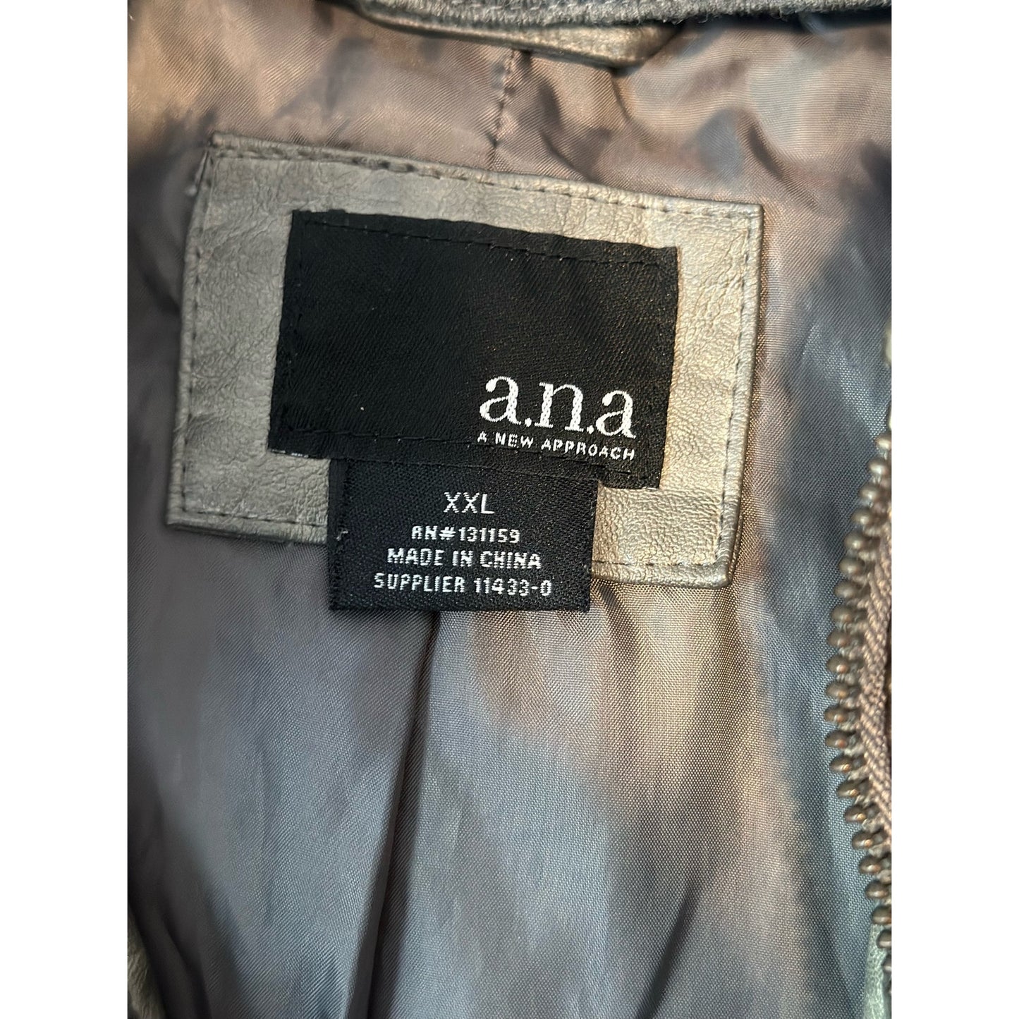 ANA A New Approach Women's Faux Leather Full Zip Jacket  XXL