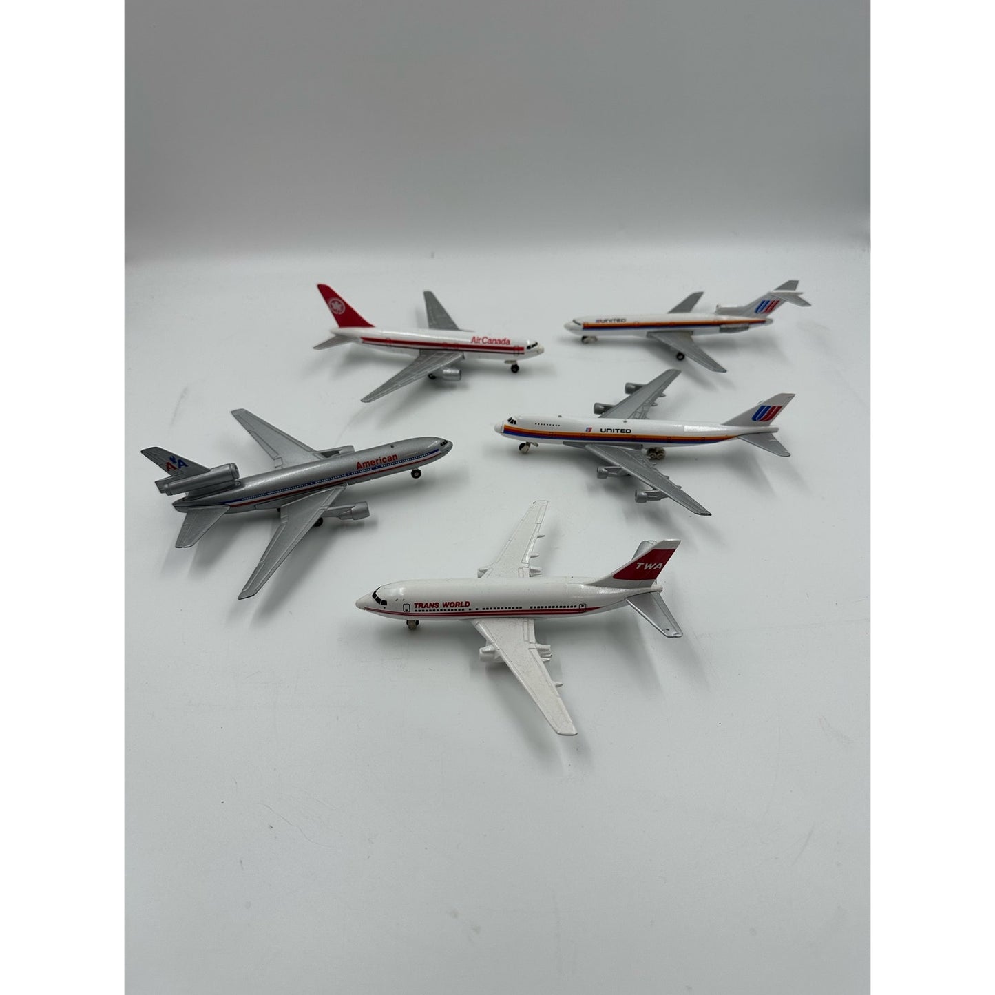 Set of 5 Vintage Ertl Metal Toy Airplanes