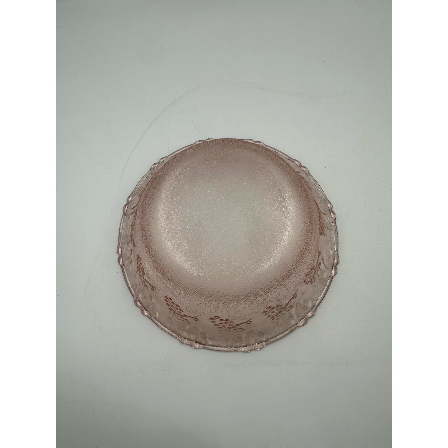 Depression Glass Bowl - Raised Grape Design - 7" Pressed Glass Serving Bowl - Textured Pressed Glass Pink Depression Glass Bowl