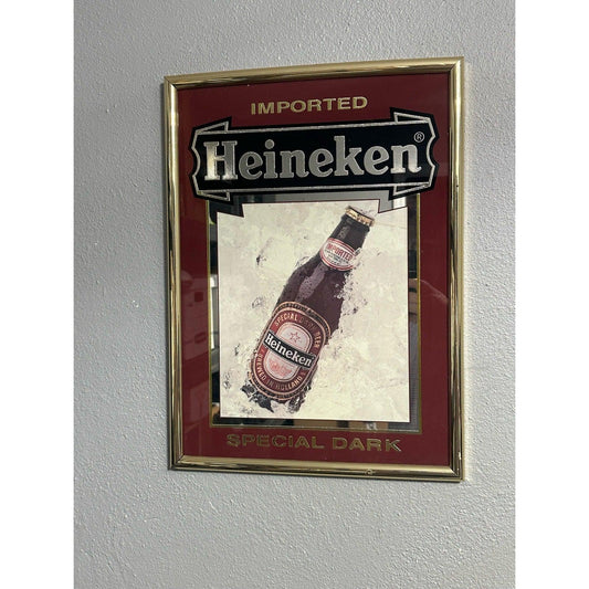 RARE VINTAGE BEECO MFG HEINEKEN SPECIAL DARK MIRROR SIGN 19" x 14"