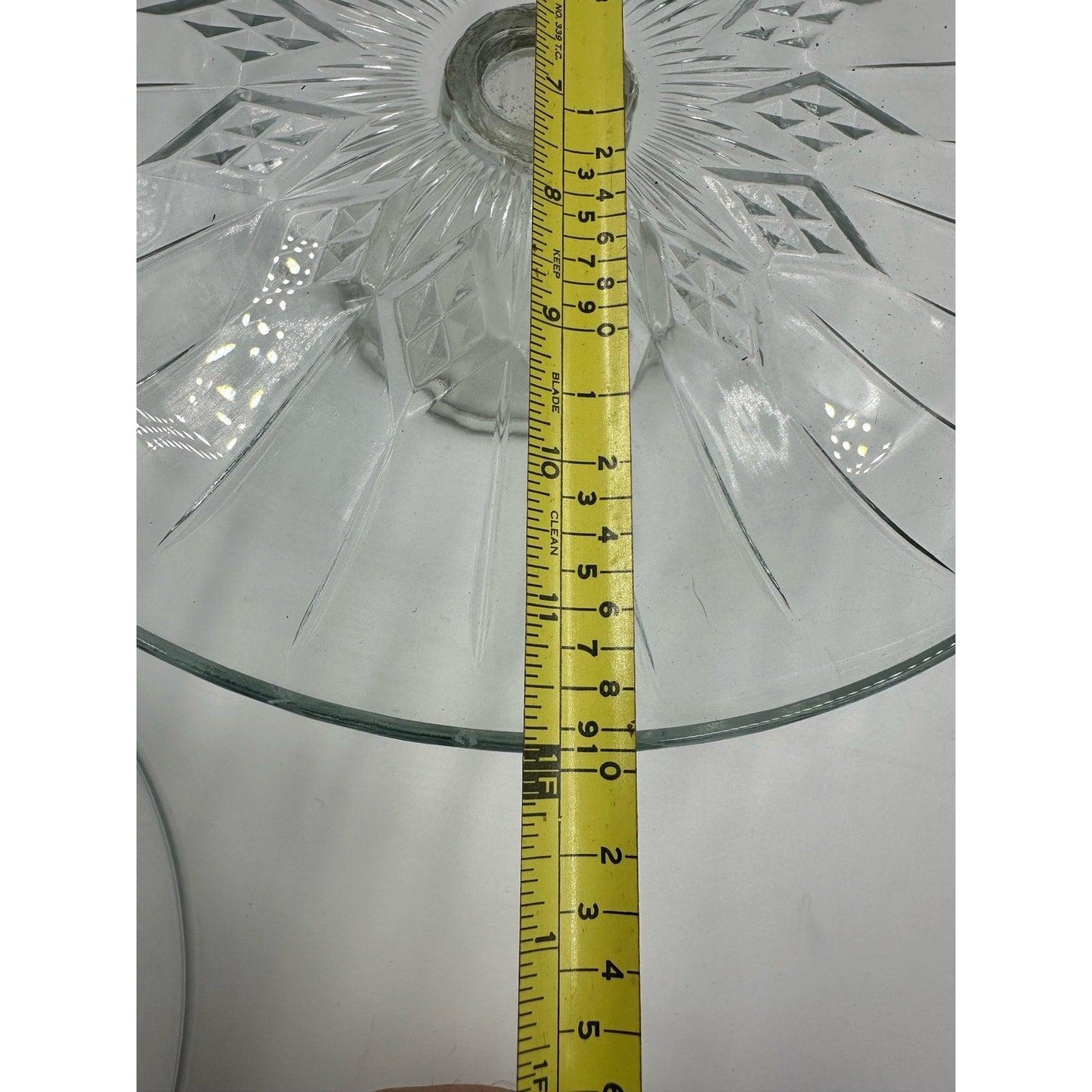 Vintage Solid Glass Dome Starburst Cake Stand Punch Bowl Pedestal 12”