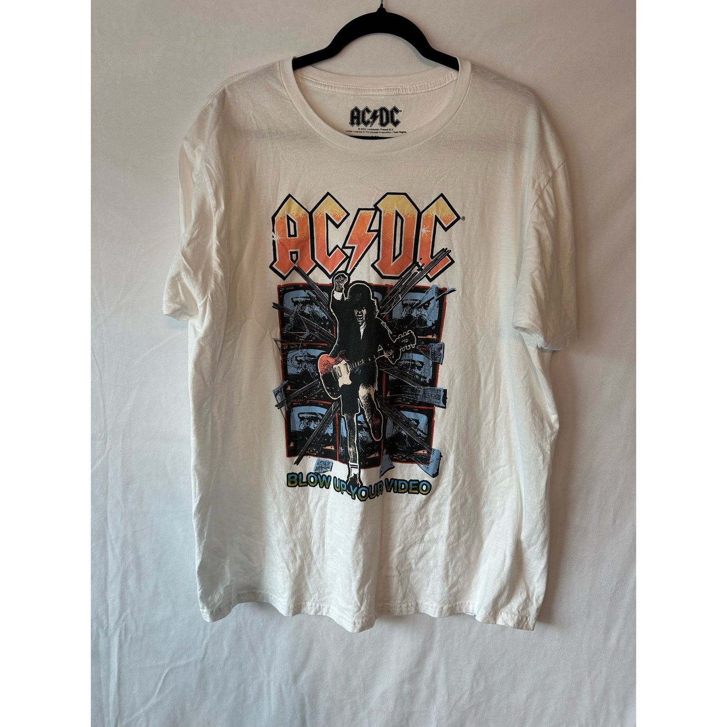 AC DC Official Blow Up Your Video Men's White T-Shirt Size XL