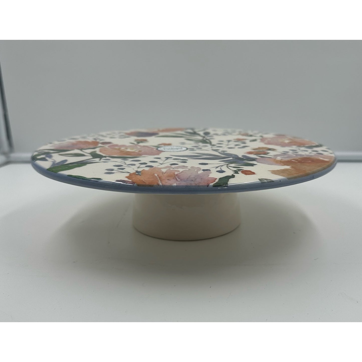 10.5"D FLORAL MULTICOLOR DESIGN FOOTED CAKE STAND