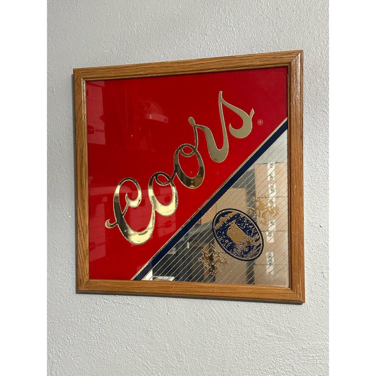 Coors Vintage Bar Man Cave Advertising Glass Mirror Sign 1988.