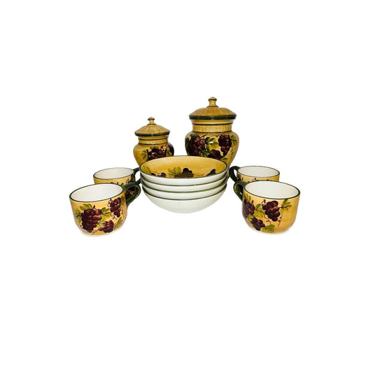 4pc ceramic canister set tuscany grape GOLD; PURPLE