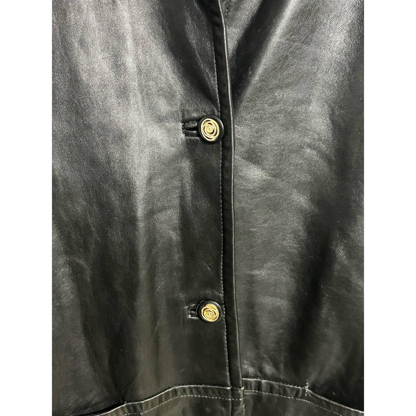 LNR By La Nouvelle Renaissance Black Leather Women's Trench Vintage Coat Size: L