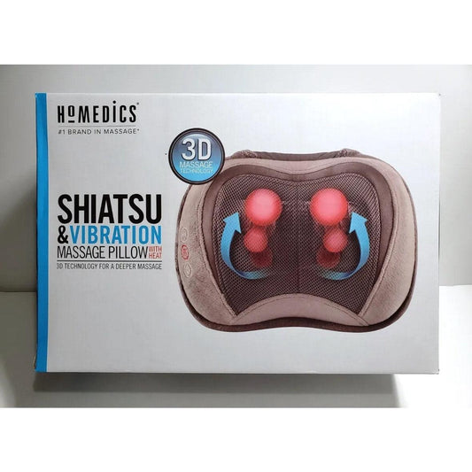 HOMEDICS SP-105HA-TP SHIATSU & VIBRATION MASSAGE PILLOW W/HEAT 3D TECHNOLOGY NIB