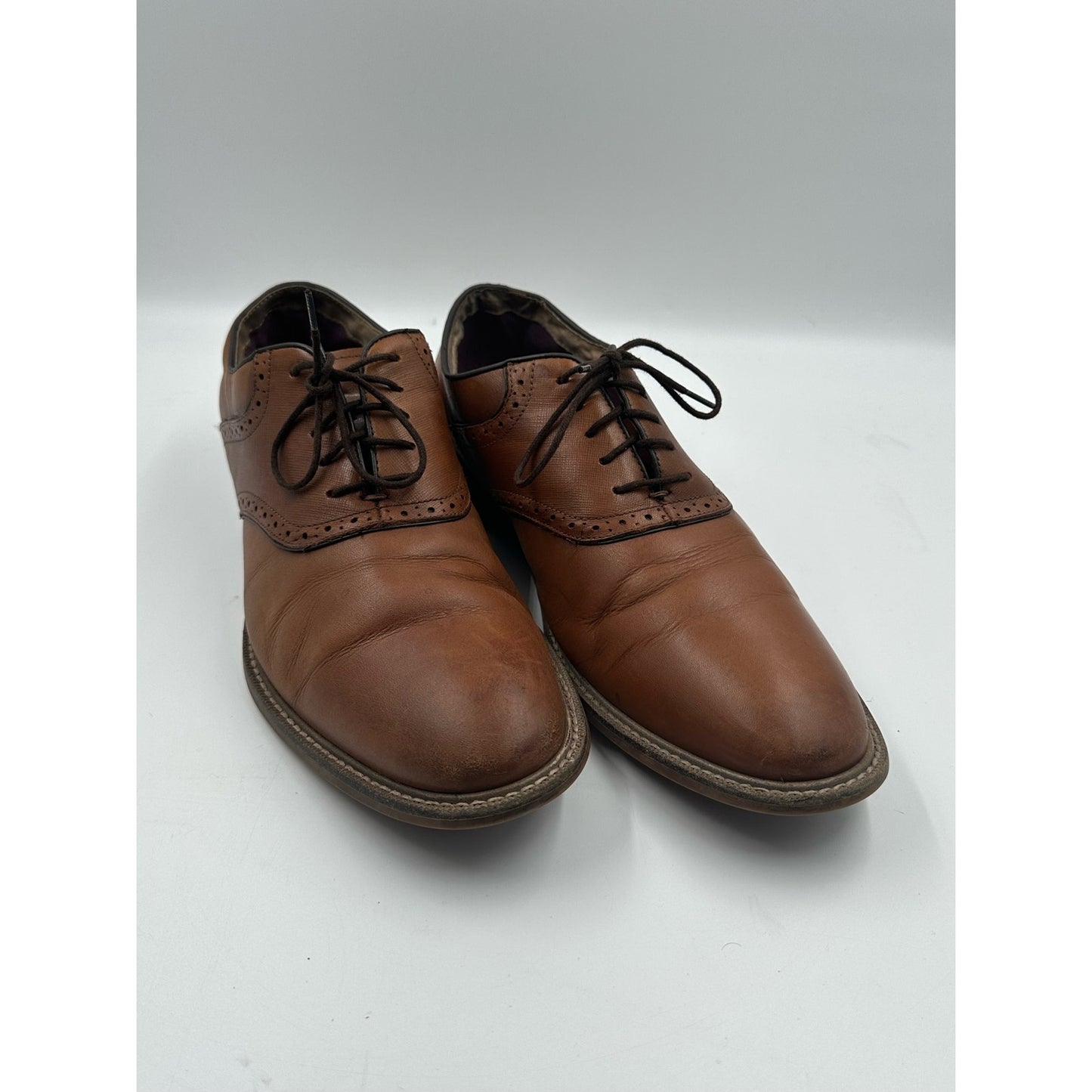 Aston Grey Dress Shoes Mens 10 Ybilia Oxford Brown Leather Round Toe Lace Up