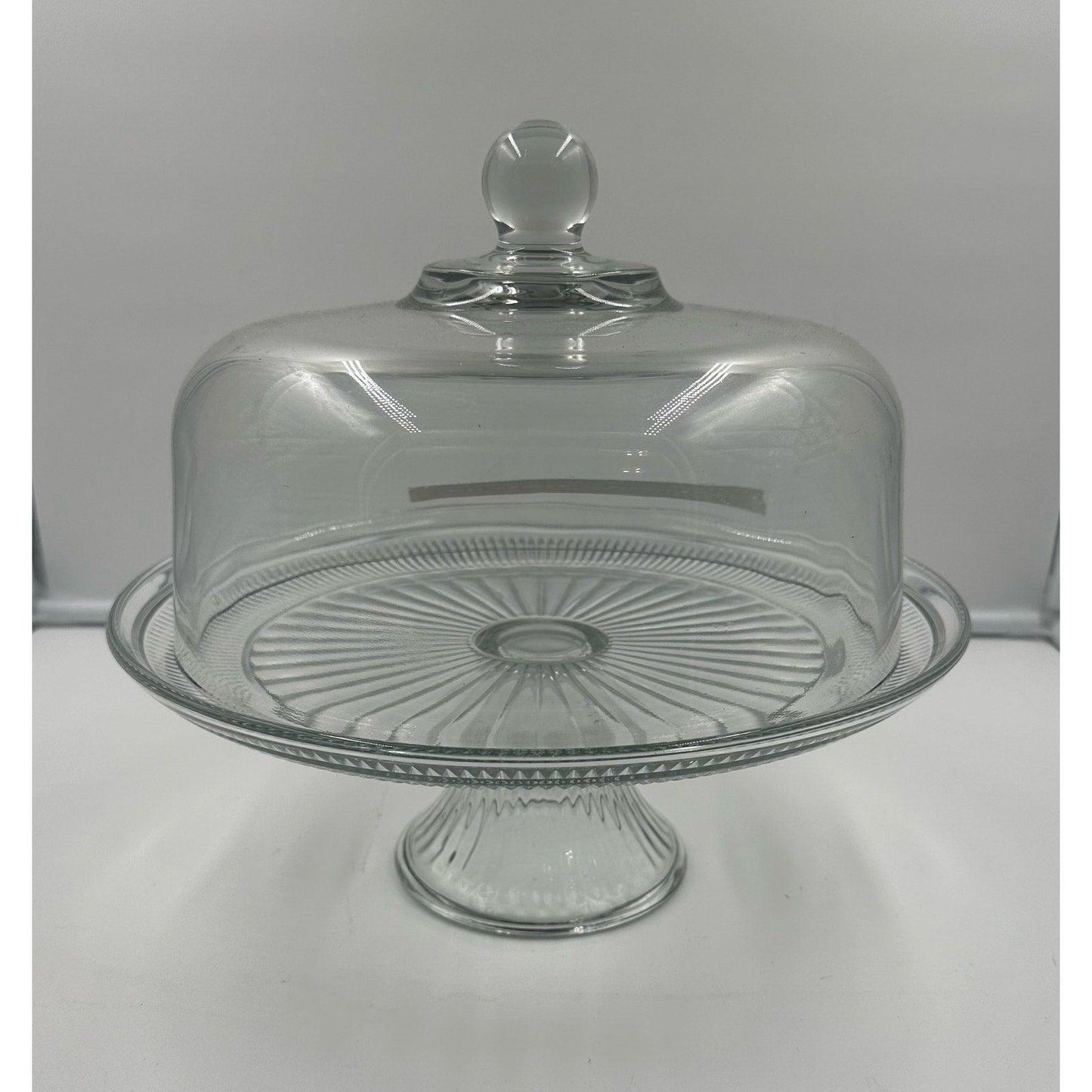 Vintage Pedestal Glass Cake Stand with Glass Dome