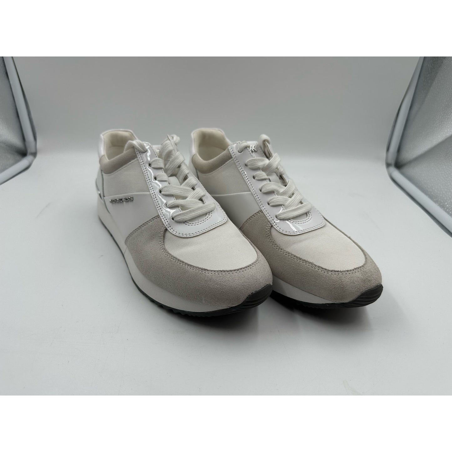 Michael Kors Leather Allie Trainers Optic White Low Top Lace Up Sneakes Size 9M