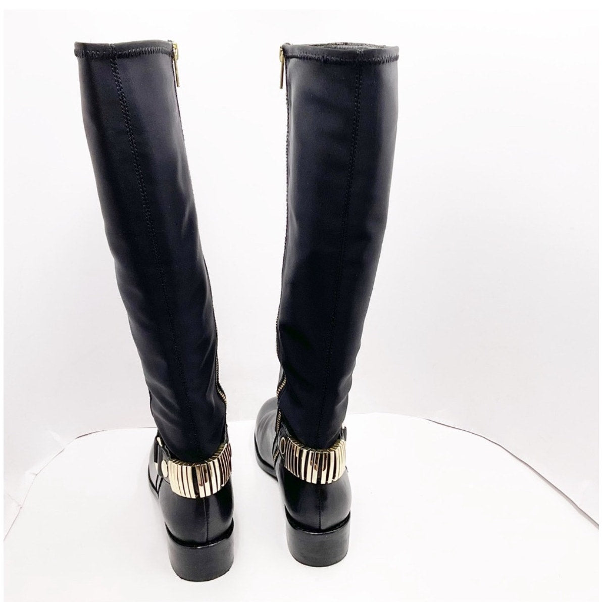 Steve Madden Reggiee Black Leather Gusseted Riding Boots