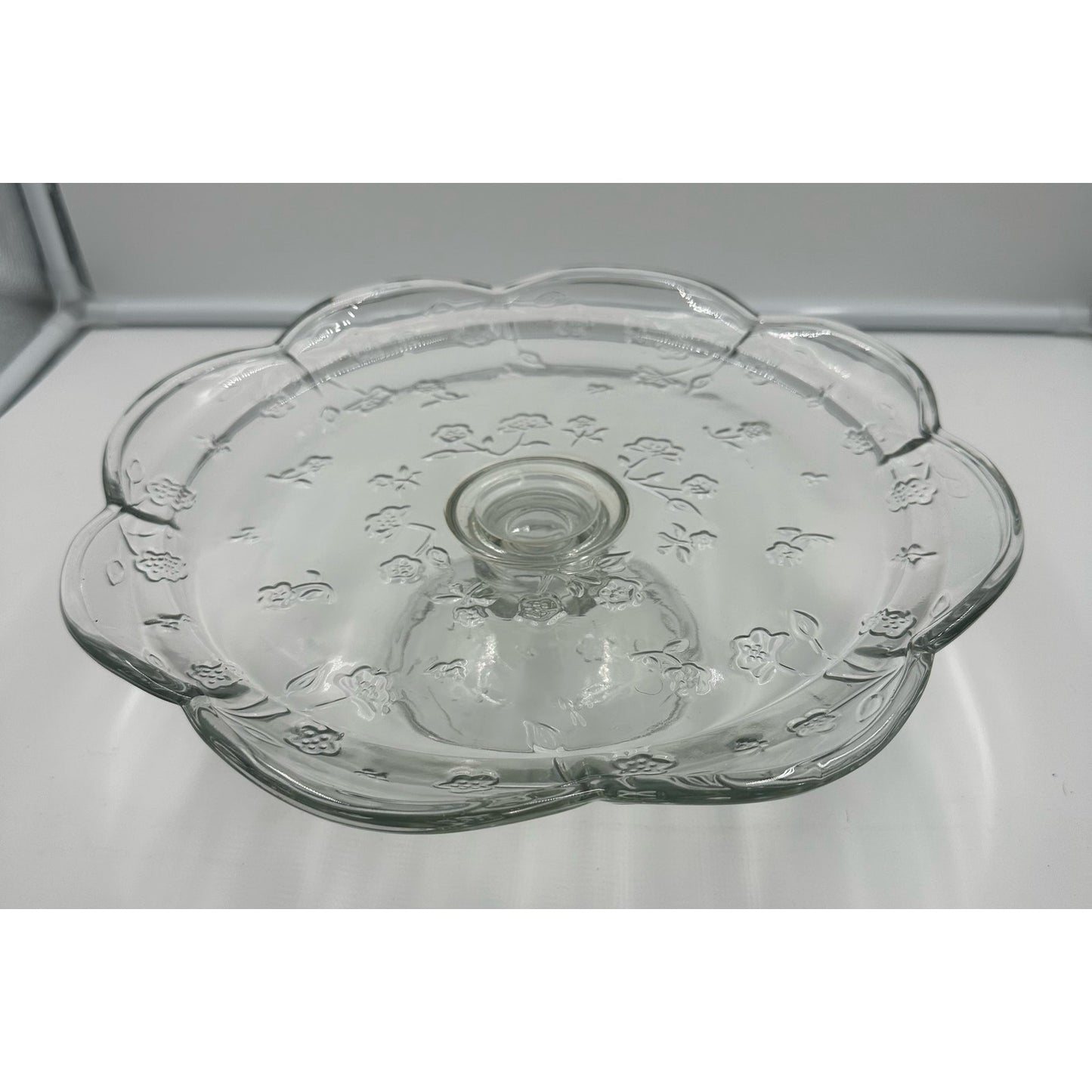 Vintage Pedestal Glass Cake Stand with Dome Holds 12" Cake