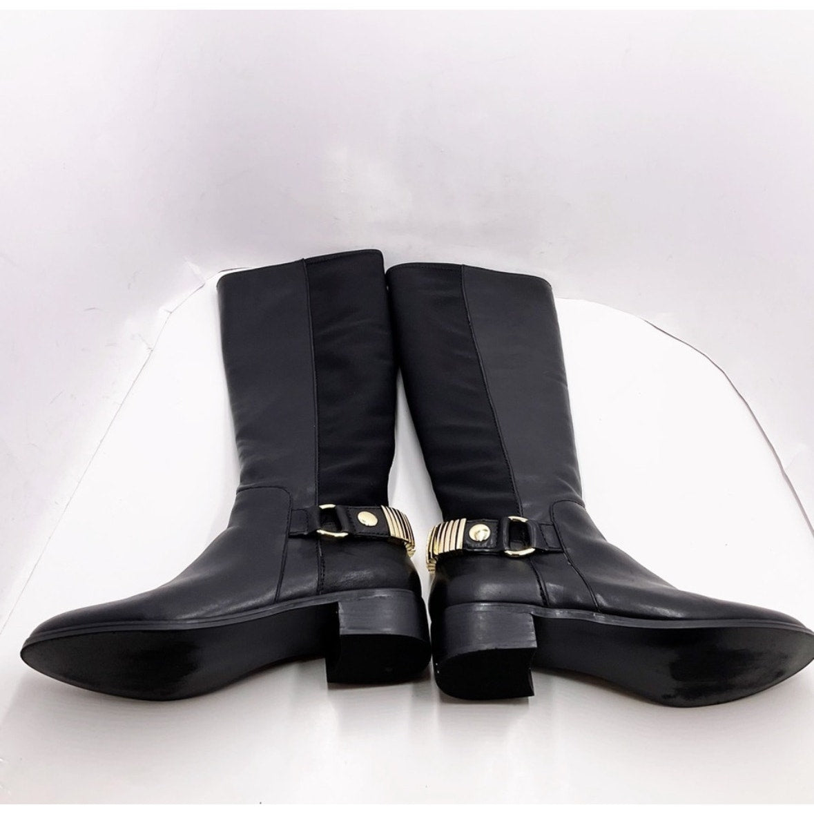 Steve Madden Reggiee Black Leather Gusseted Riding Boots