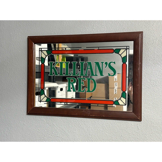 Killian's Red Brew Sign Bar Mirror Man Cave Beer Dublin Ireland 20" x 14"