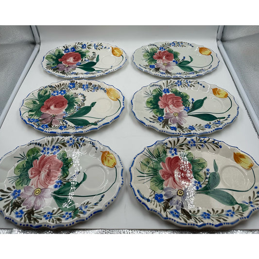 Nove Rose by Italy Handpainted Snack plates set of 6