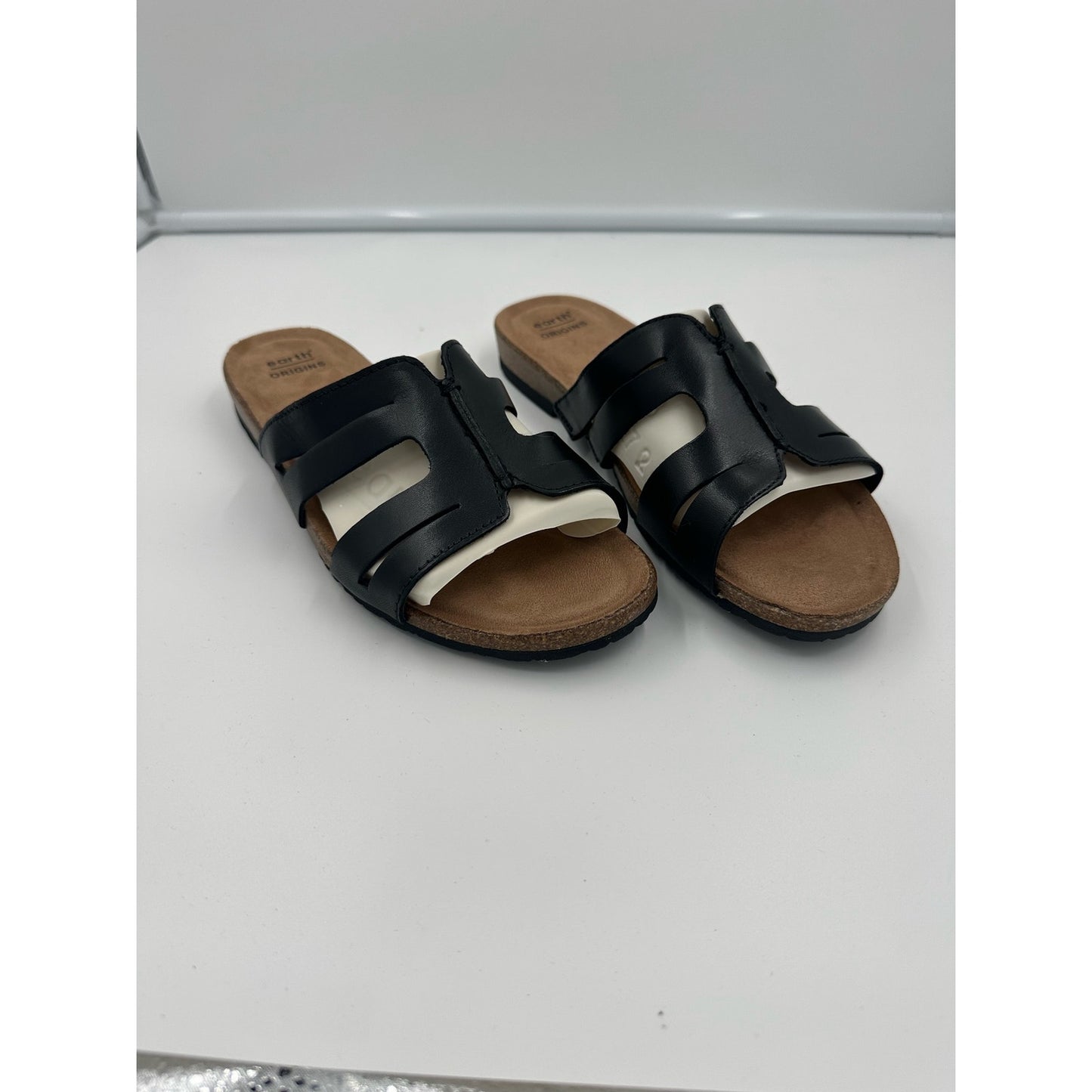 Earth Origin Womens Lyndon Leah Leather Black Slides Sandals Size 8