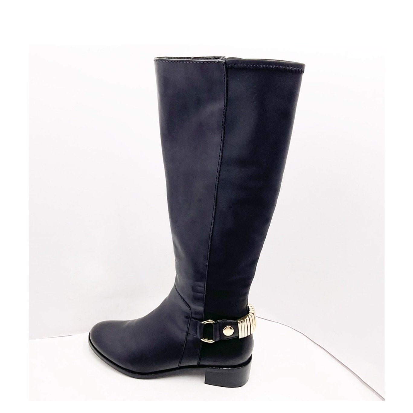 Steve Madden Reggiee Black Leather Gusseted Riding Boots