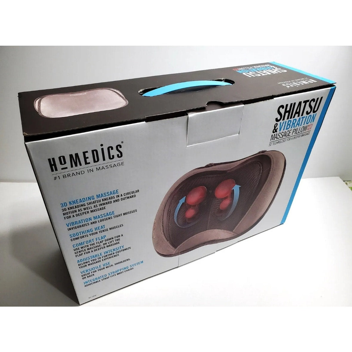 HOMEDICS SP-105HA-TP SHIATSU & VIBRATION MASSAGE PILLOW W/HEAT 3D TECHNOLOGY NIB