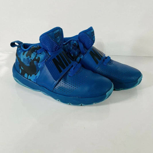 Nike Boys Team Hustle D8 881941-404 Blue Basketball Shoes Lace Up Size 5Y