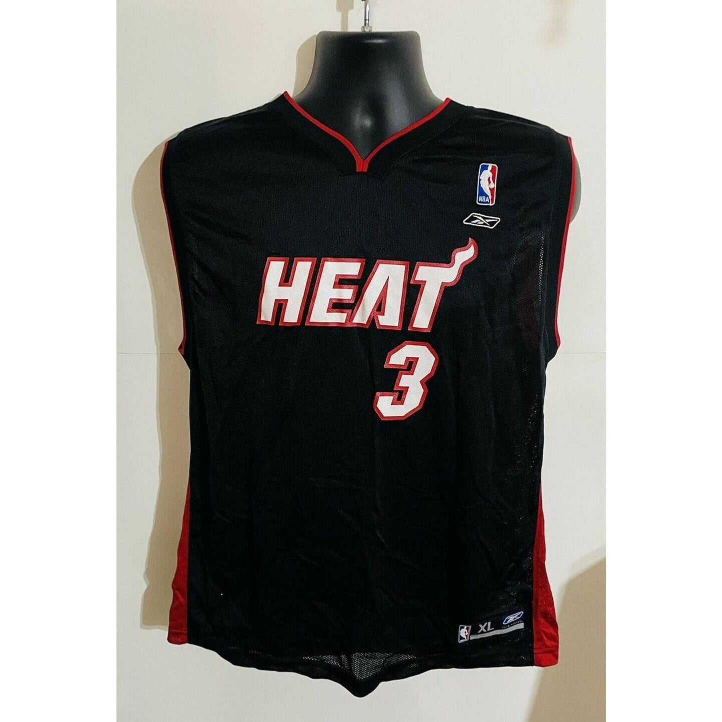 Vtg Reebok Dwyane WADE #3 Miami Heat Sz XL NBA SEWN Basketball Jersey Black