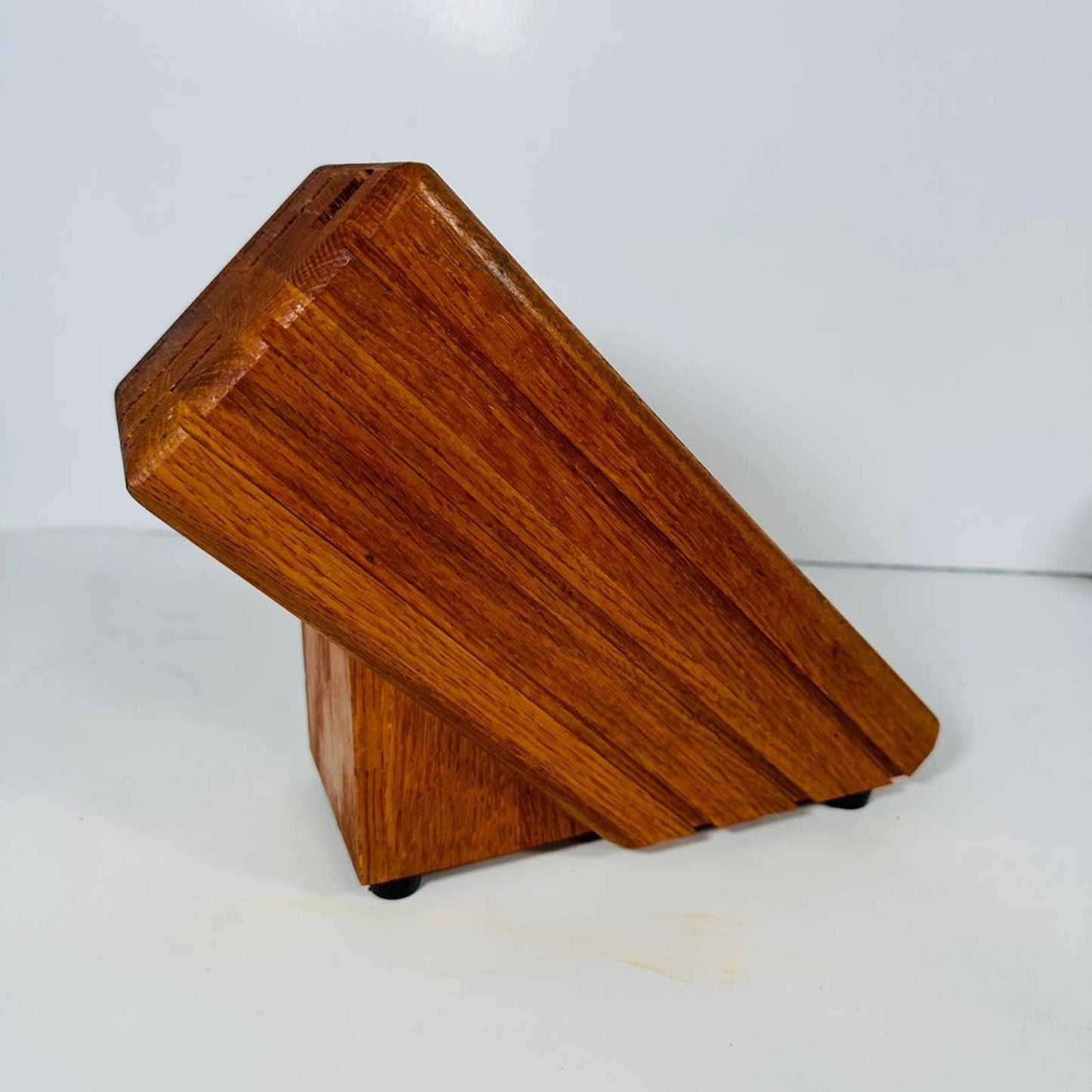 Vintage Wooden 5 Slot Knife Block