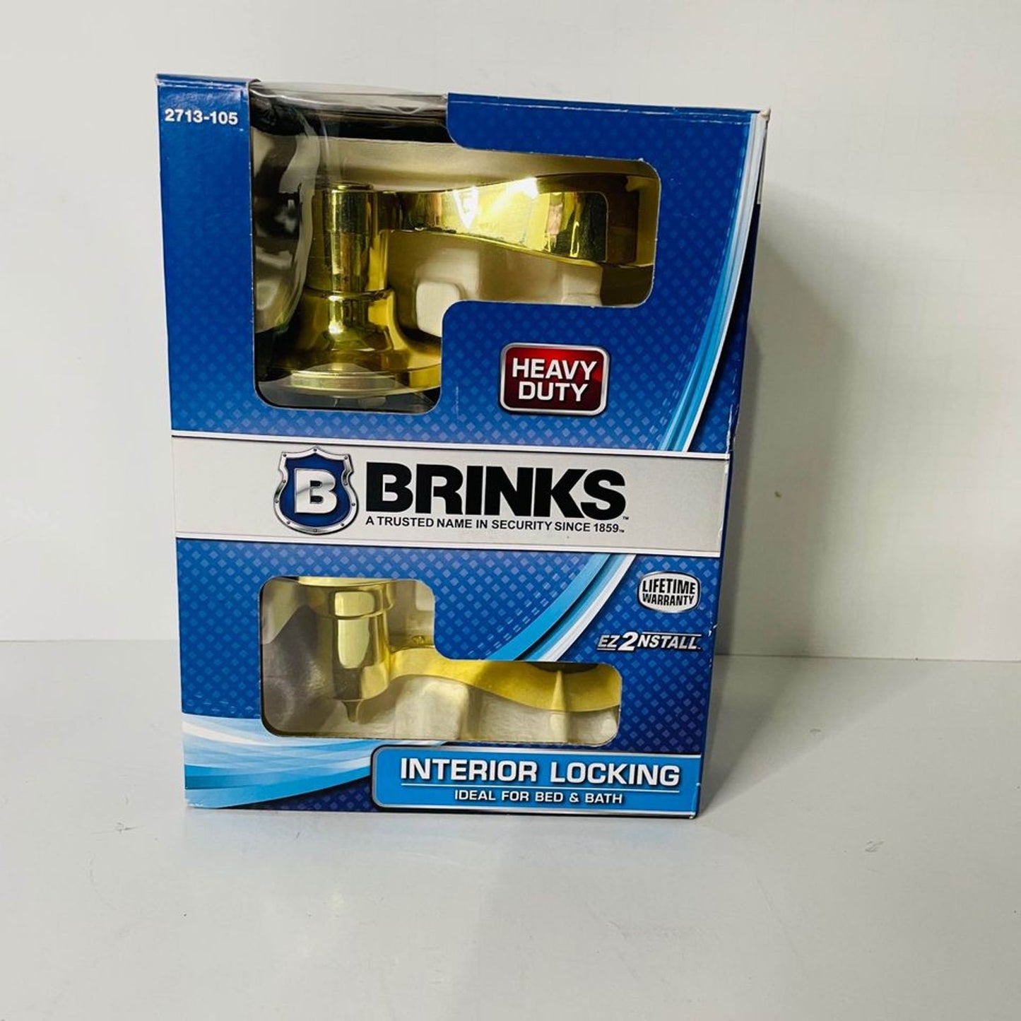 Brinks 2713-105 Wave Style Lever Door Knob with Privacy Key Brass-New