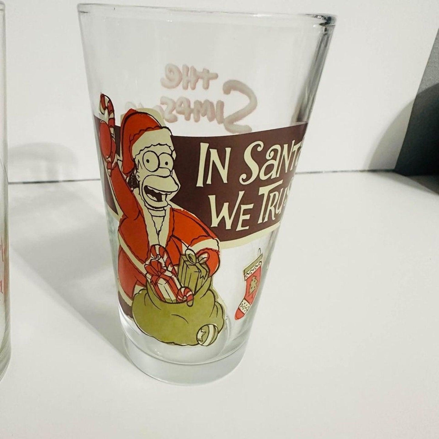 The Simpsons Set Of 2 Christmas Drinking Glasses