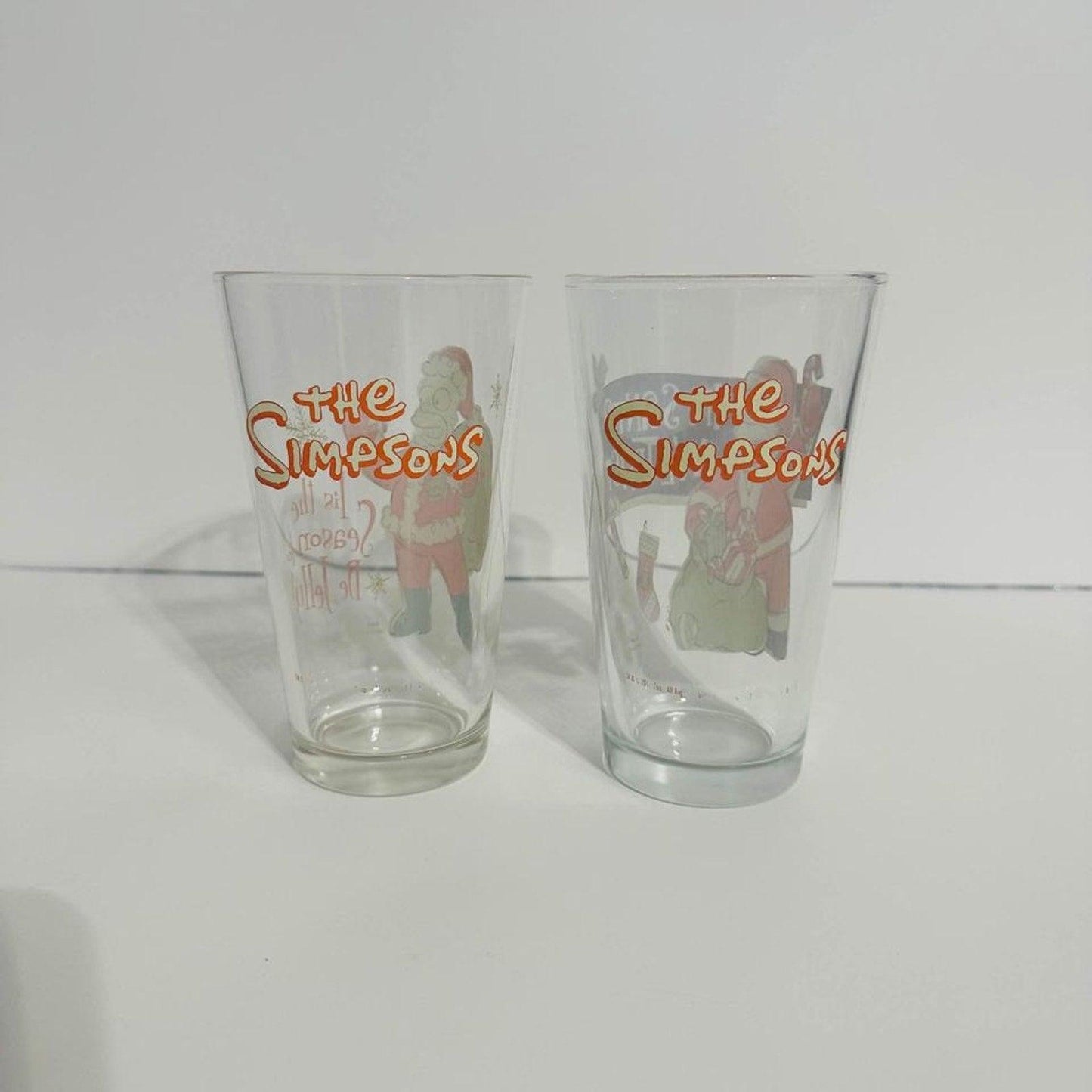 The Simpsons Set Of 2 Christmas Drinking Glasses