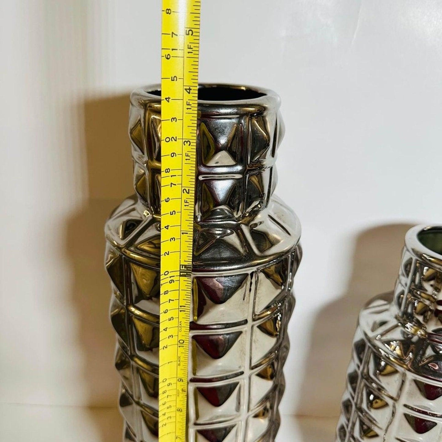 Silver And Chrome Studded Contemporary Ceramic Bottles