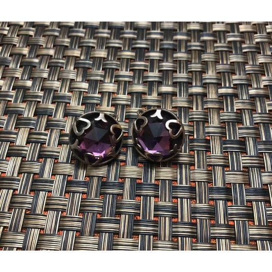 Vintage Women's Clip On Amethyst Earrings