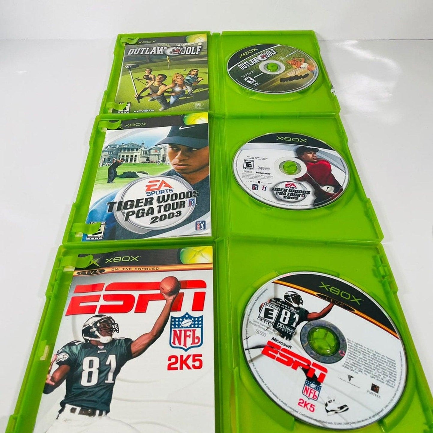 Lot of 3 Original XBOX Games ESPN 2K5, PGA2003, Outlaw Golf